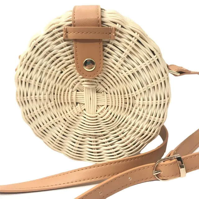 Woven Style Fashion High-value Mulit Beach Handbag New Circle Rattan Bag Bag Handbags Round Handmade Square Summer High-value Women Bohemia Straw