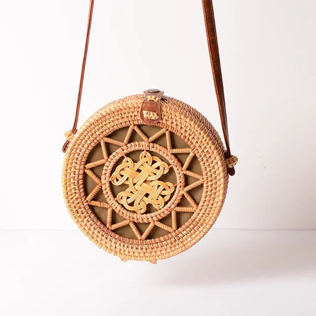 Woven Style Fashion High-value Mulit Beach Handbag New Circle Rattan Bag Bag Handbags Round Handmade Square Summer High-value Women Bohemia Straw
