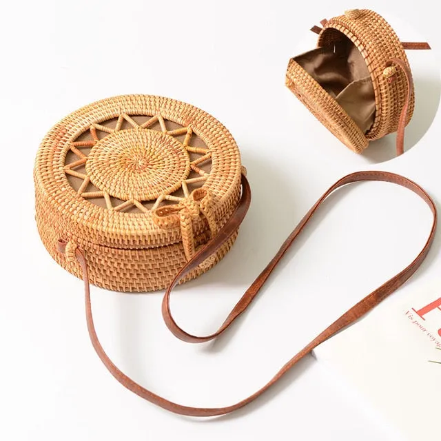 Woven Style Fashion High-value Mulit Beach Handbag New Circle Rattan Bag Bag Handbags Round Handmade Square Summer High-value Women Bohemia Straw