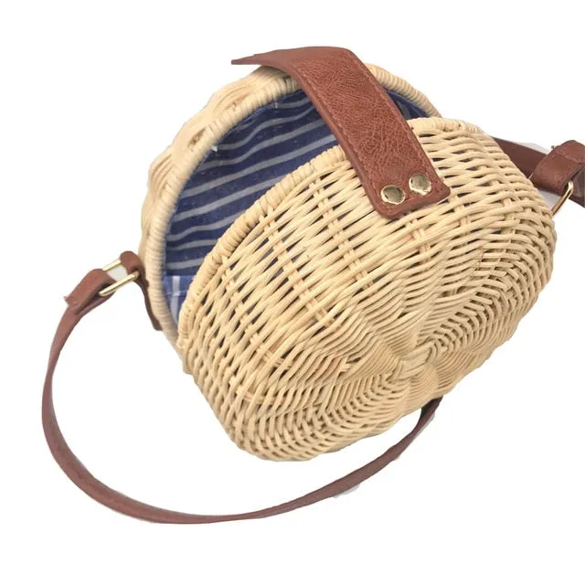 Woven Style Fashion High-value Mulit Beach Handbag New Circle Rattan Bag Bag Handbags Round Handmade Square Summer High-value Women Bohemia Straw