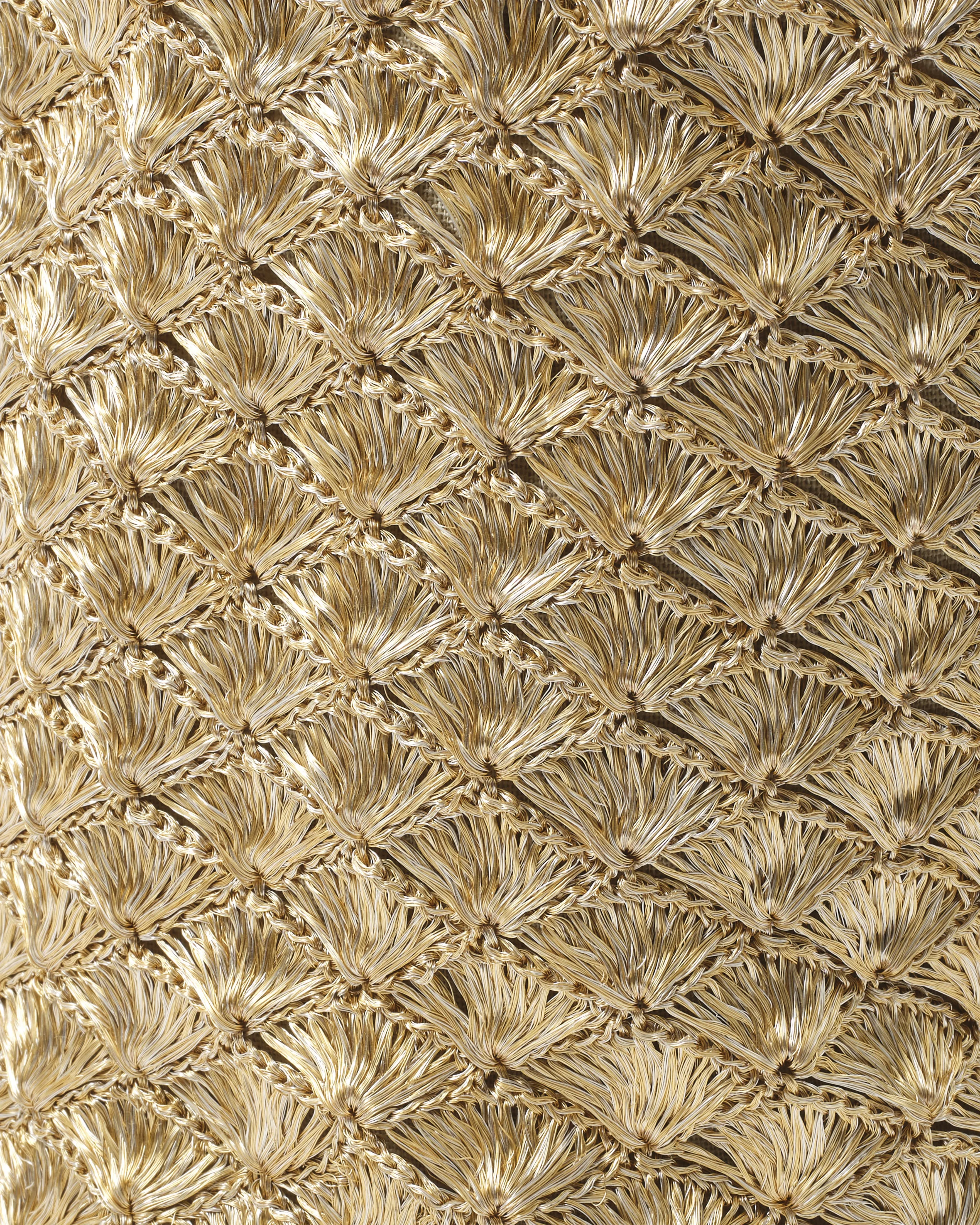 Woven Verdi Seashell Cross Body Bag in Metal Threads, Gold