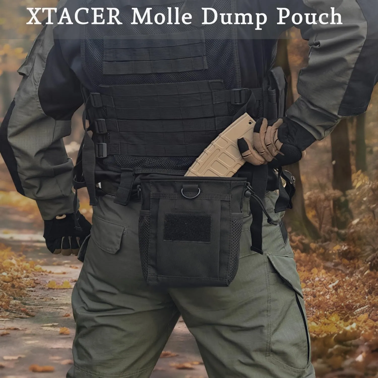 XTACER Tactical Molle Dump Pouch Storage Bag Versatile Pouch Drawstring Magazine Military Utility Belt Ammo Pouch