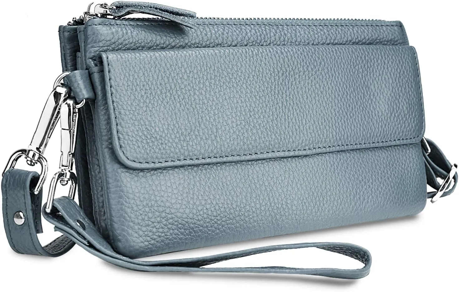 YALUXE Real Leather Wristlet Clutch Handbag Crossbody Bag Cellphone Purse RFID Blocking