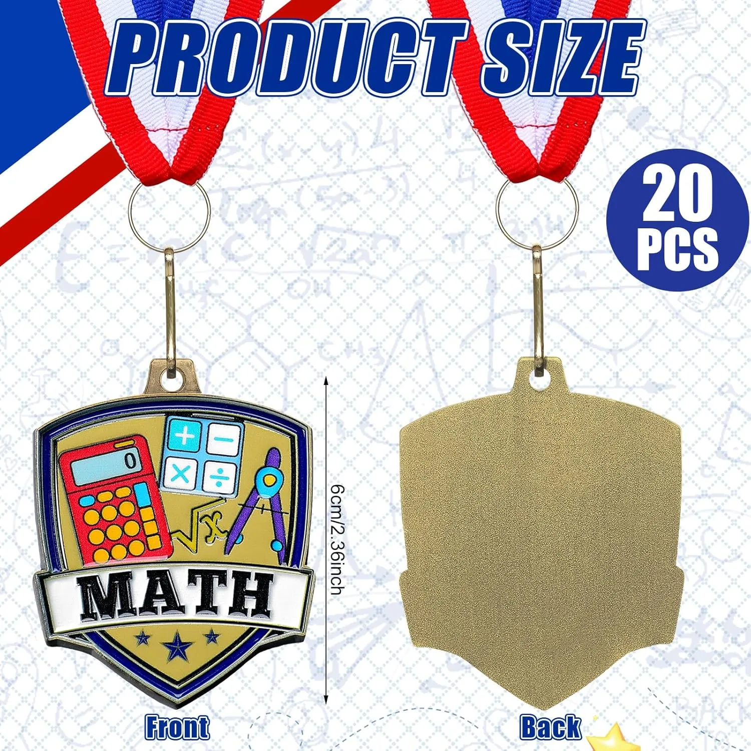 Yaomiao 10/20 Pcs 2.4'' Award Medals Bulk Gold Winner Team Participation Medals for Kids Shield Metal Trophy for Student Adults Award Prize Graduation Competitions Gift