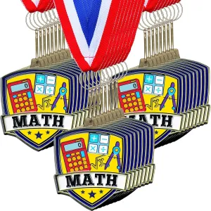 Yaomiao 10/20 Pcs 2.4'' Award Medals Bulk Gold Winner Team Participation Medals for Kids Shield Metal Trophy for Student Adults Award Prize Graduation Competitions Gift