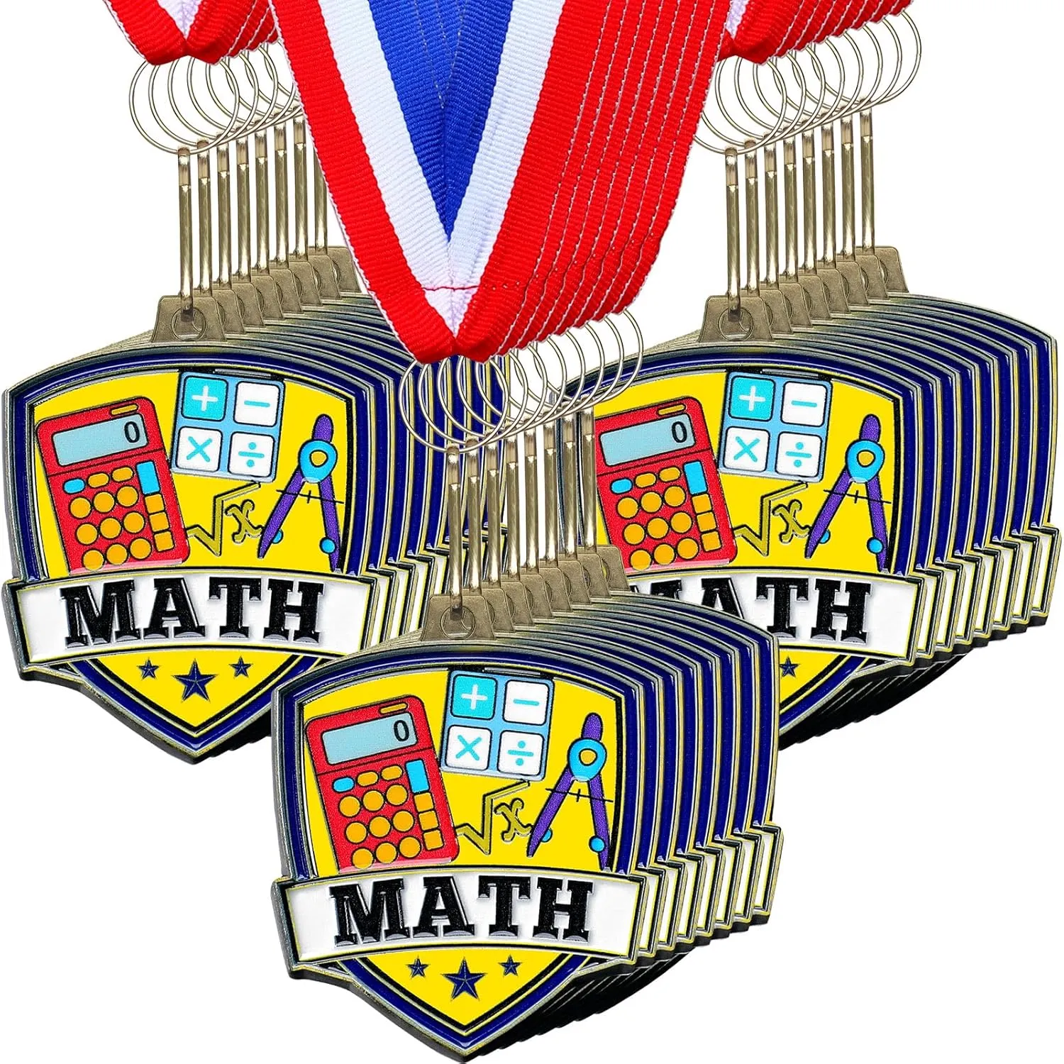 Yaomiao 10/20 Pcs 2.4'' Award Medals Bulk Gold Winner Team Participation Medals for Kids Shield Metal Trophy for Student Adults Award Prize Graduation Competitions Gift