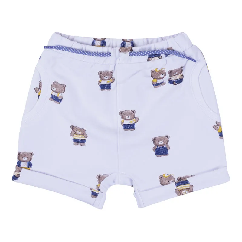 Yellow & White Cotton Shorts Set