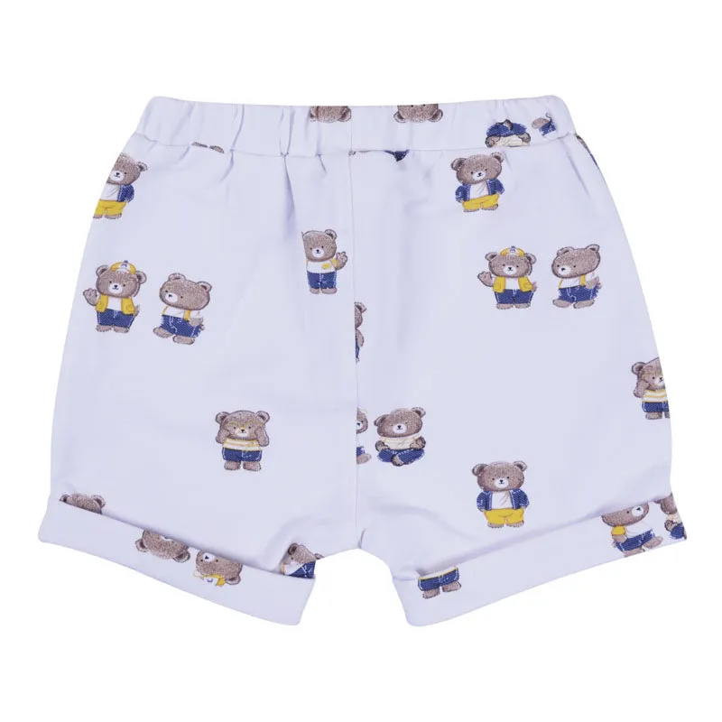 Yellow & White Cotton Shorts Set