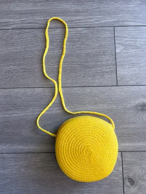 Yellow Round Straw Shoulder Bag