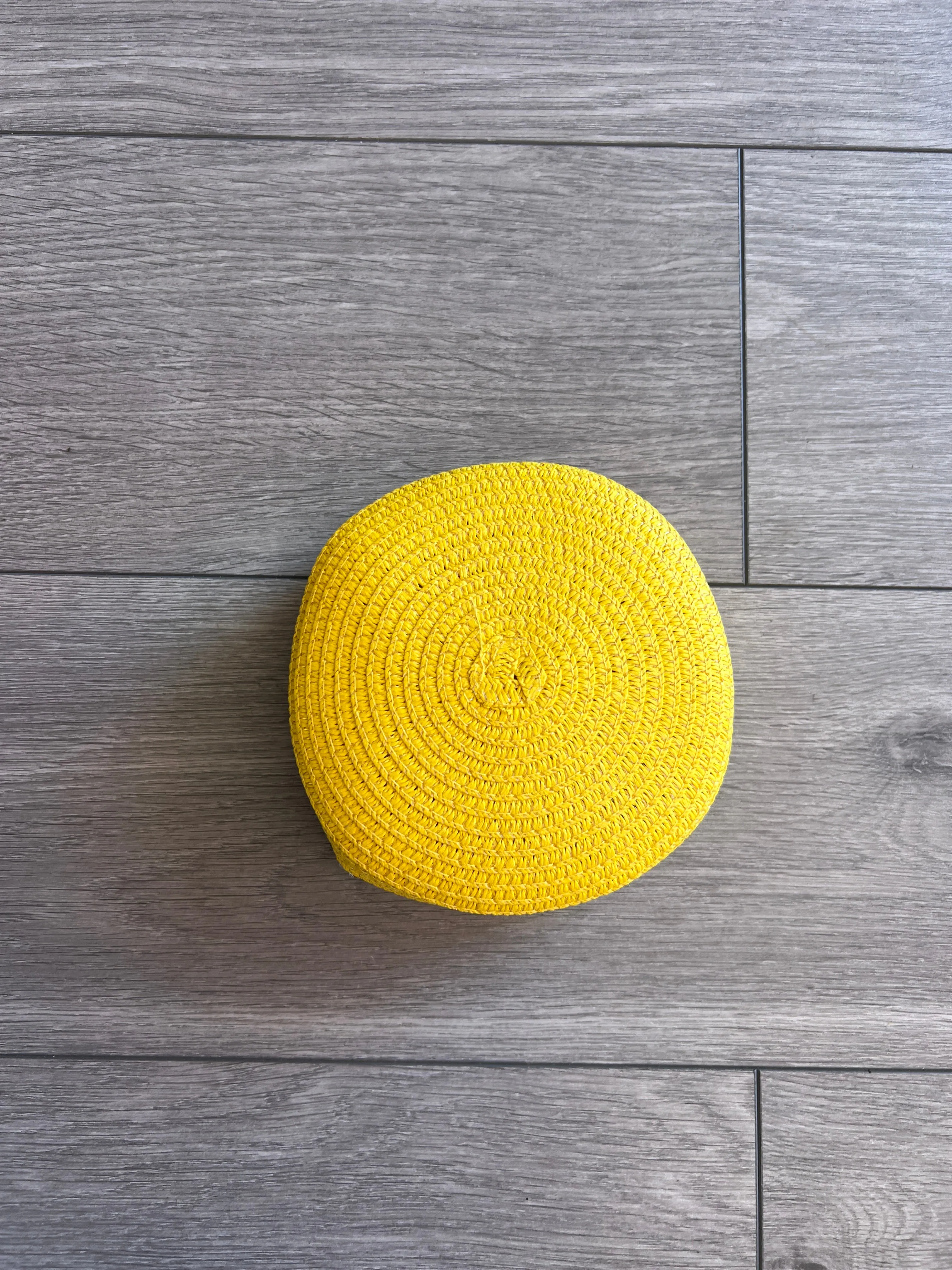 Yellow Round Straw Shoulder Bag