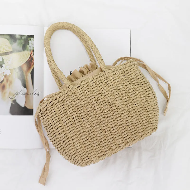 Yogodlns Hot Women Straw Bags Woven Bag Summer Beach Rattan Shoulder Bag Bamboo Bag  Large Handbag Purse Fashion Shoulder Bag