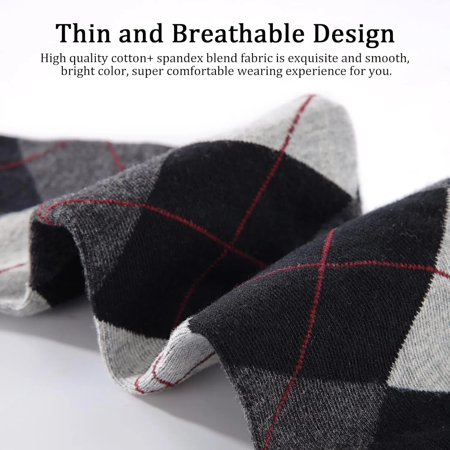 Yousu Mens Dress Socks Business Casual Solid Pattern Cotton Crew Sock 6 Pairs