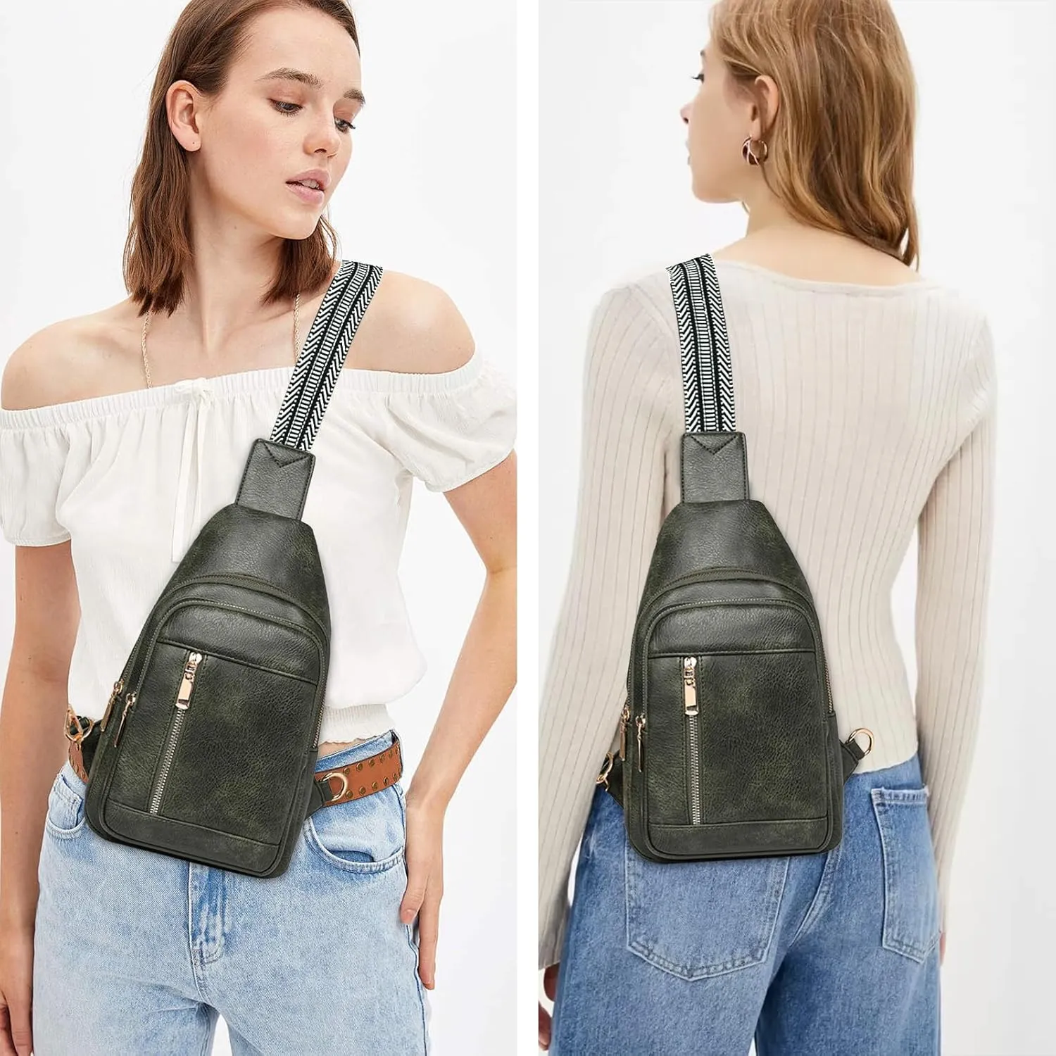 YYW Crossbody Bag for Women Sling Bag Leather Cross Body Chest Purse Handbag