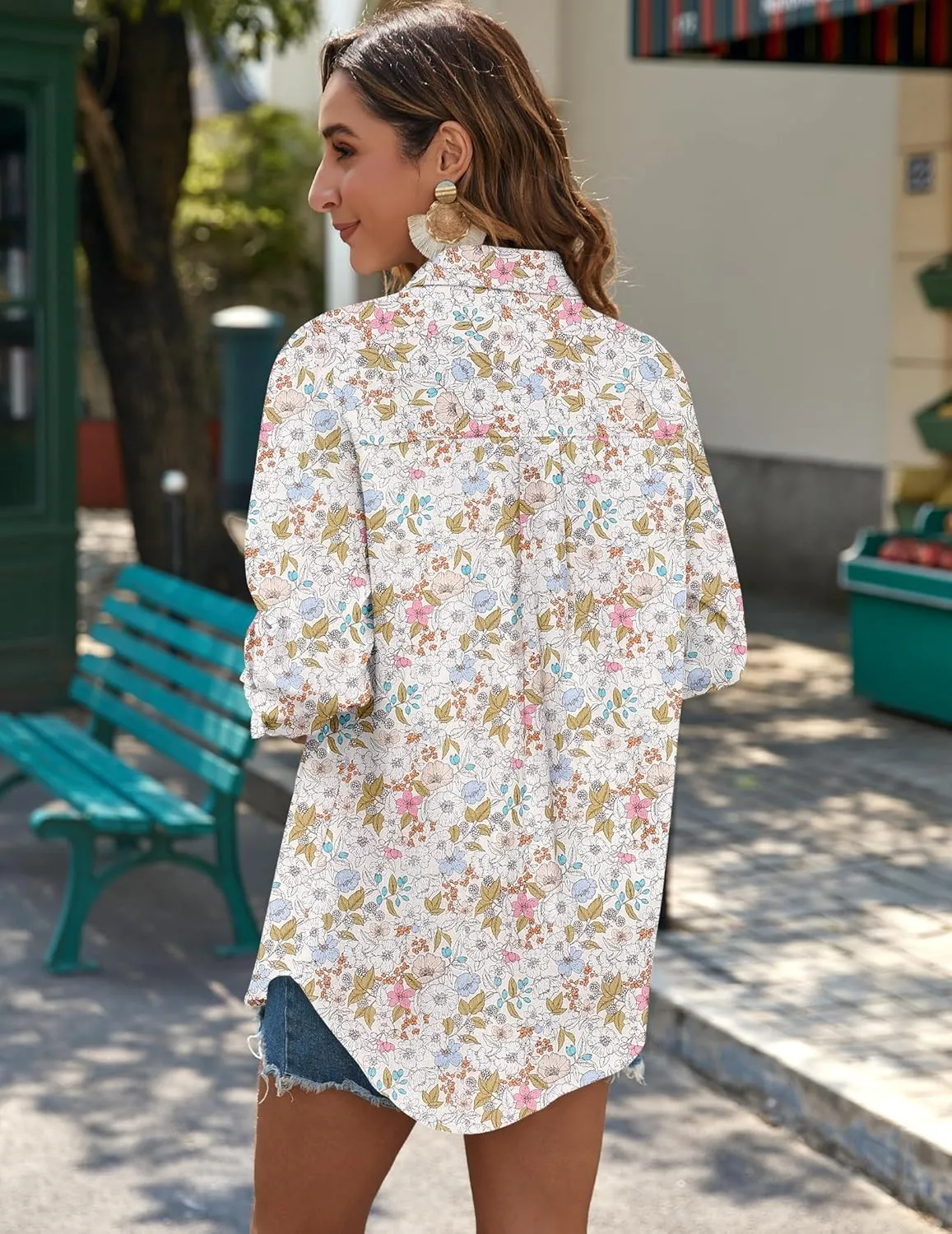 Zeagoo Womens Button Down Shirts Long Sleeve Cotton Gauze Tops Casual Collared Blouses Loose Fit