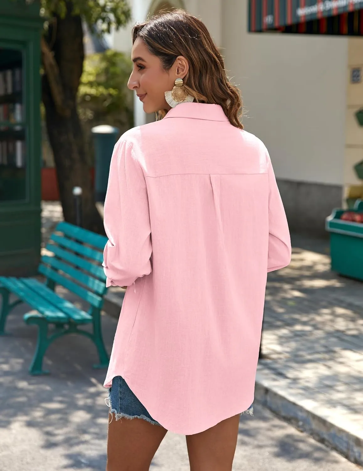 Zeagoo Womens Button Down Shirts Long Sleeve Cotton Gauze Tops Casual Collared Blouses Loose Fit