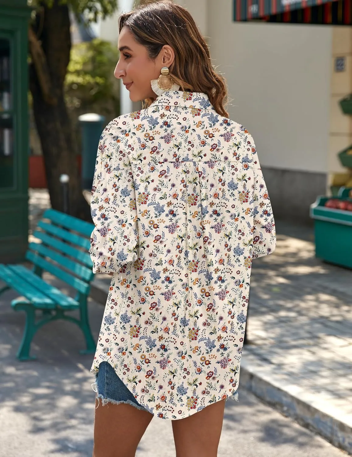Zeagoo Womens Button Down Shirts Long Sleeve Cotton Gauze Tops Casual Collared Blouses Loose Fit