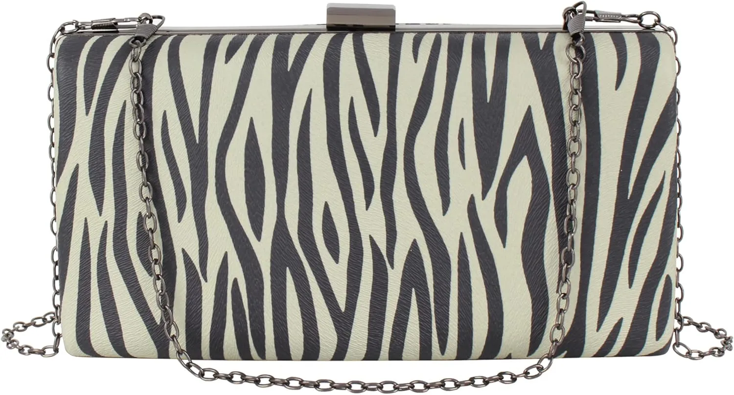 Zebra Print PU Leather Crossbody Bag Women Envelope Evening Wedding Lightweight Shoulder Clutch Purse