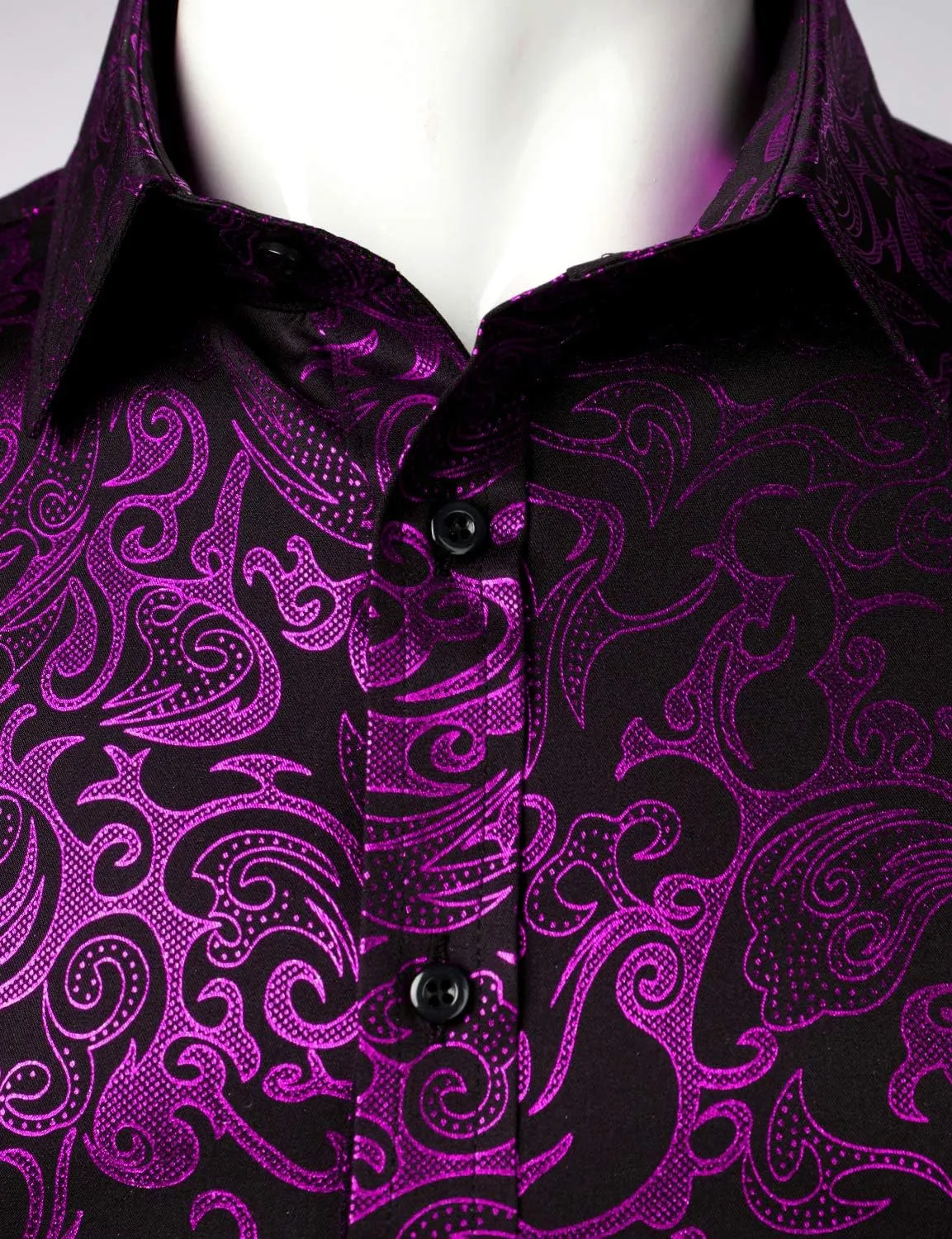 ZEROYAA Men's Luxury Gold Prom Design Slim Fit Long Sleeve Button up Party Dress Shirts
