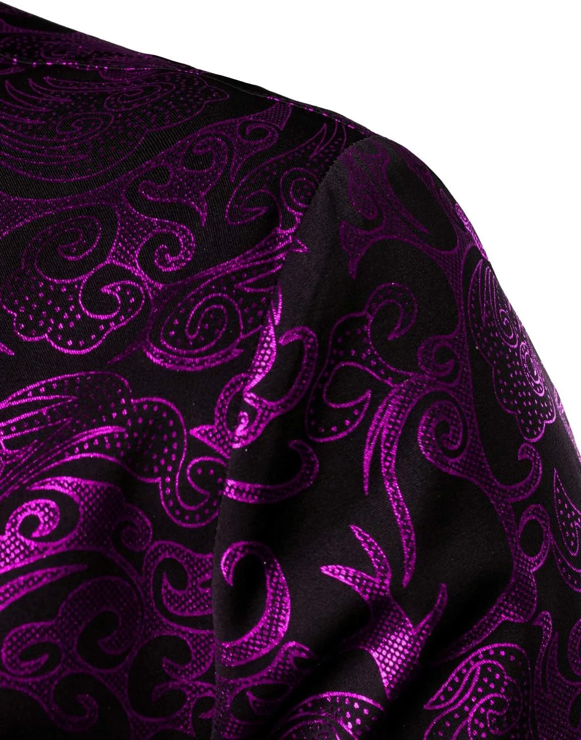 ZEROYAA Men's Luxury Gold Prom Design Slim Fit Long Sleeve Button up Party Dress Shirts